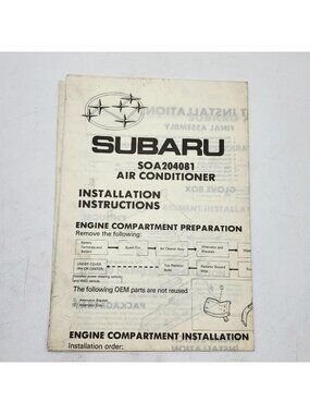 1981 Subaru Air Conditioner Installation Instructions Manual Fold-Out SOA204081